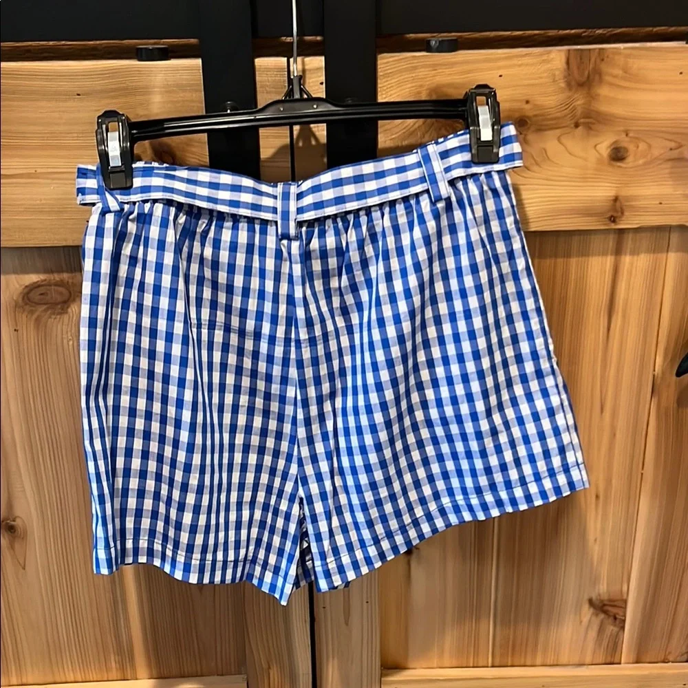 Copper Key Blue and White Gingham High Waist Paperbag Shorts